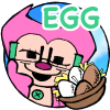 site mascot FEPIR holding up a thumbs up and eggs. It's a little sticker thang that says'egg'. You should click it, there might be a surprise.