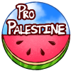 A watermelon with the words 'PRO PALESTINE' written over it.